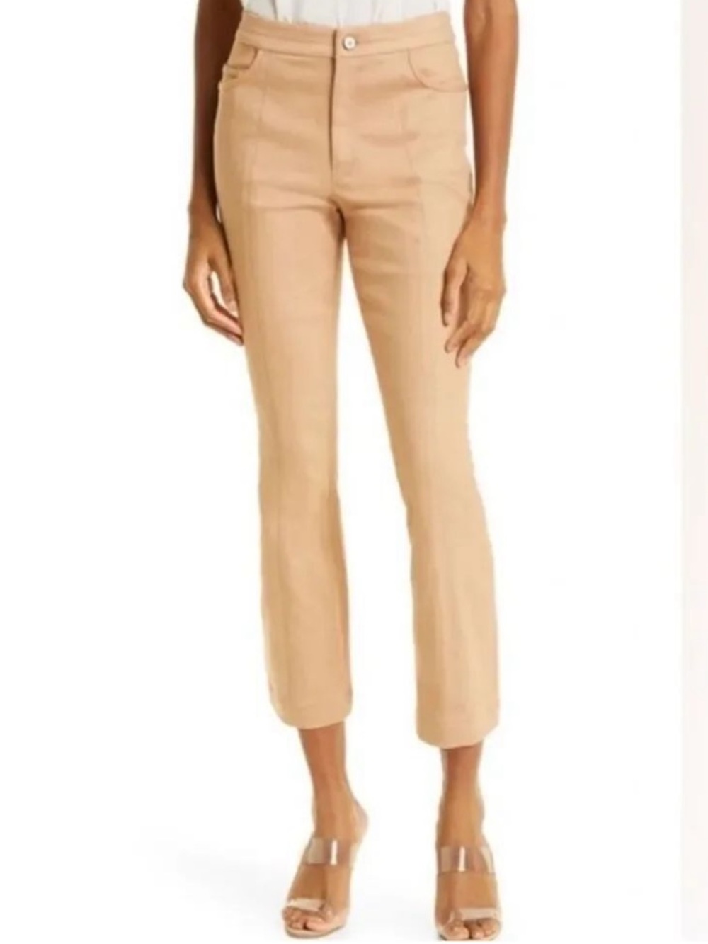 Cinq a Sept Women’s Dennis High Waisted Cropped Sahara Tan Cotton Pants Size 2